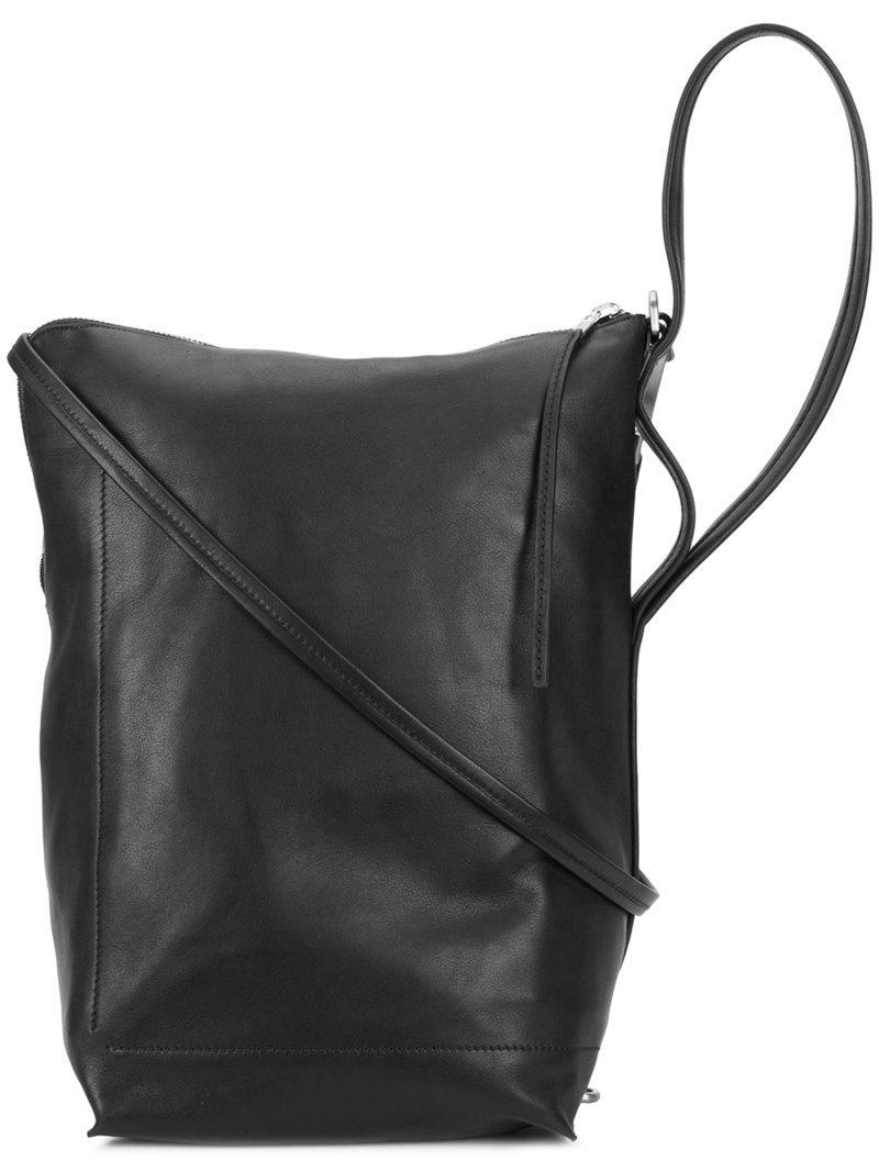 Rick Owens Leather Bucket Bag in Black 
