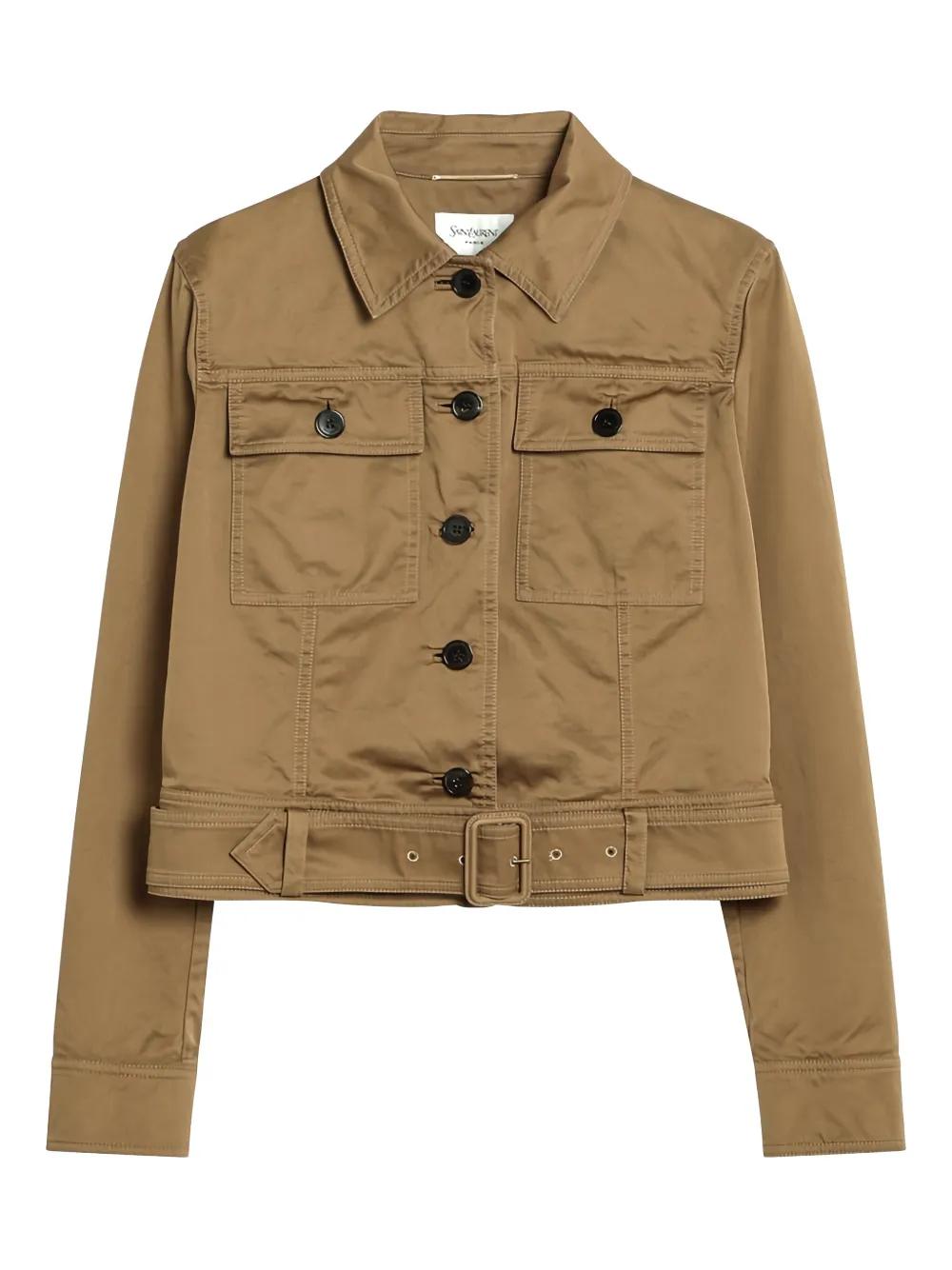 ジャケット SAINT LAURENT Certified cotton cropped jacket Saint Laurent Certified Cotton Cropped Jacket in Natural | Lyst