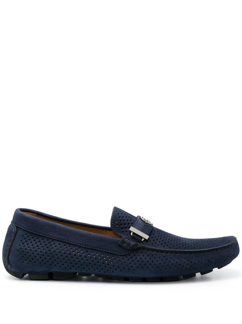 Baldinini Leather Perforated Logo-plaque Detail Loafers in Blue for Men |  Lyst