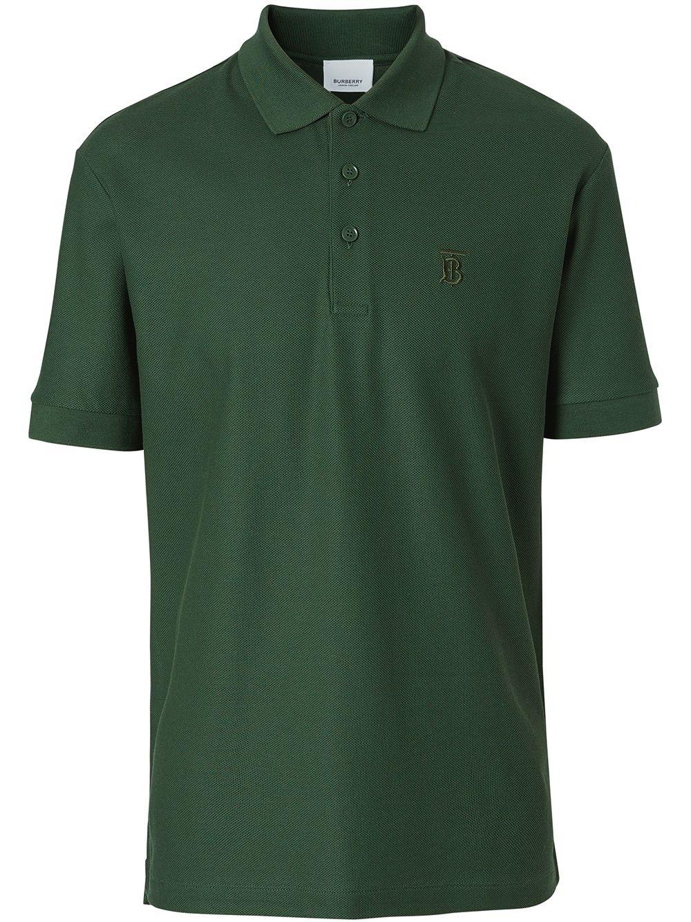 Burberry Monogram Motif Cotton Piqué Polo Shirt in Green for Men - Lyst