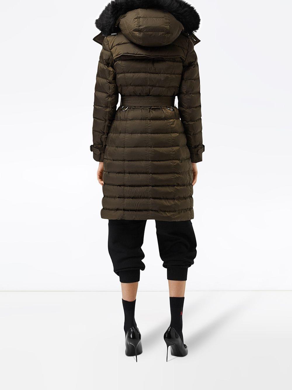 burberry detachable hood belted puffer coat