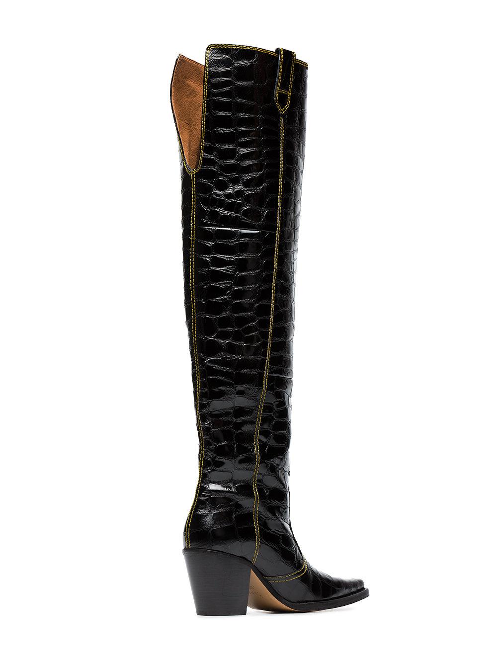 black leather thigh boots
