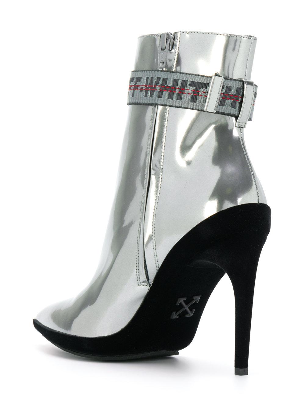 Off-White c/o Virgil Abloh Leather For Walking Ankle Boots in Metallic ...