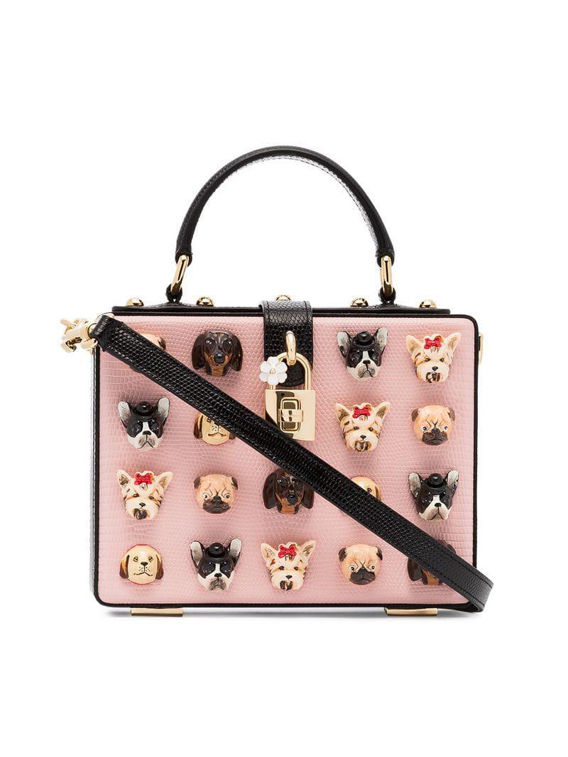 Dolce & Gabbana Pink And Black Dog Heads Leather Shoulder Bag | Lyst  Australia