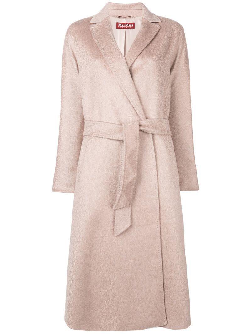 Max Mara Studio Cashmere Belted Knit Coat in Pink Lyst