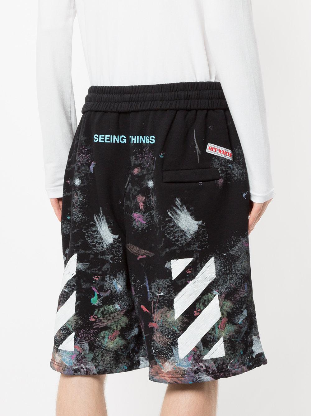 Off-White c/o Virgil Abloh Cotton Diag Galaxy Shorts in Black for 