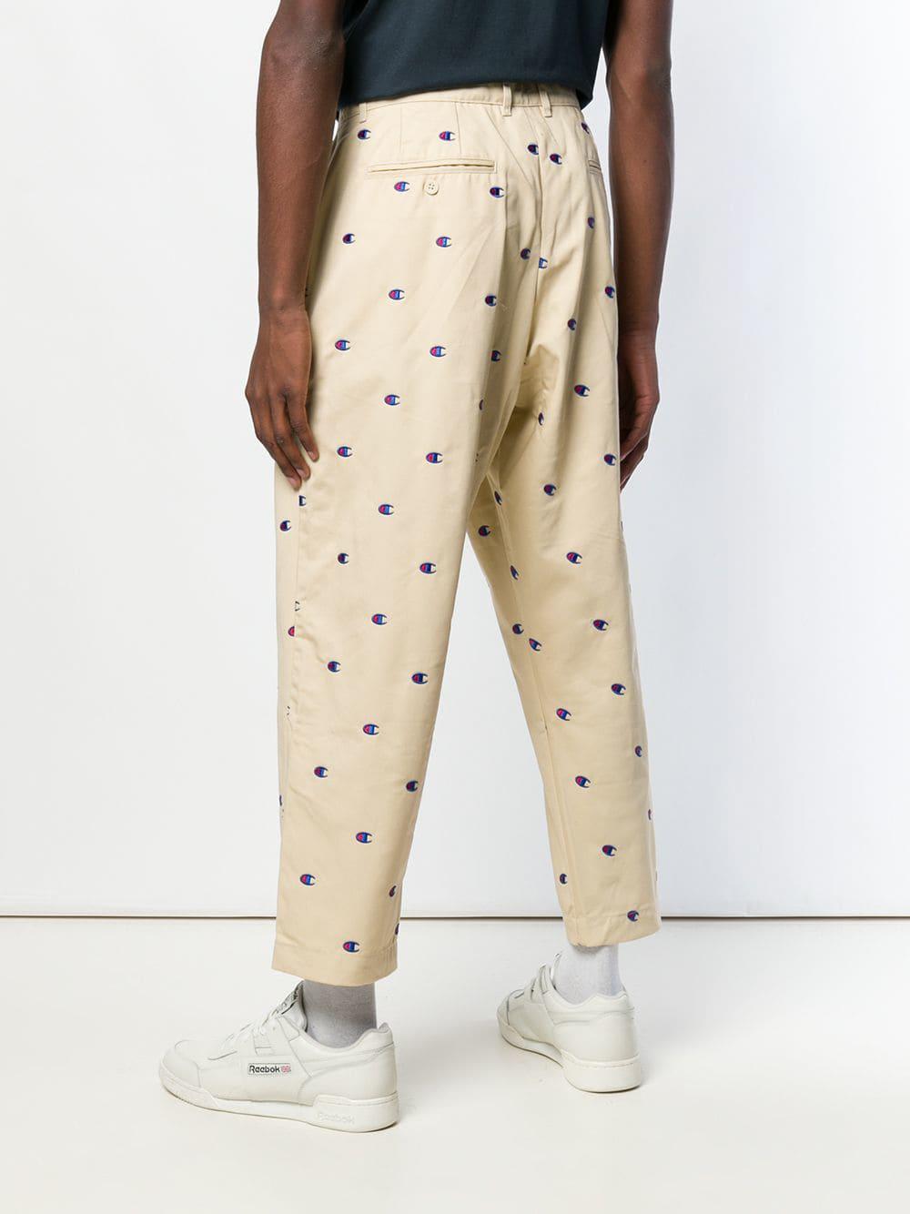 Champion Cotton Embroidered Logo Trousers in Natural for Men - Lyst