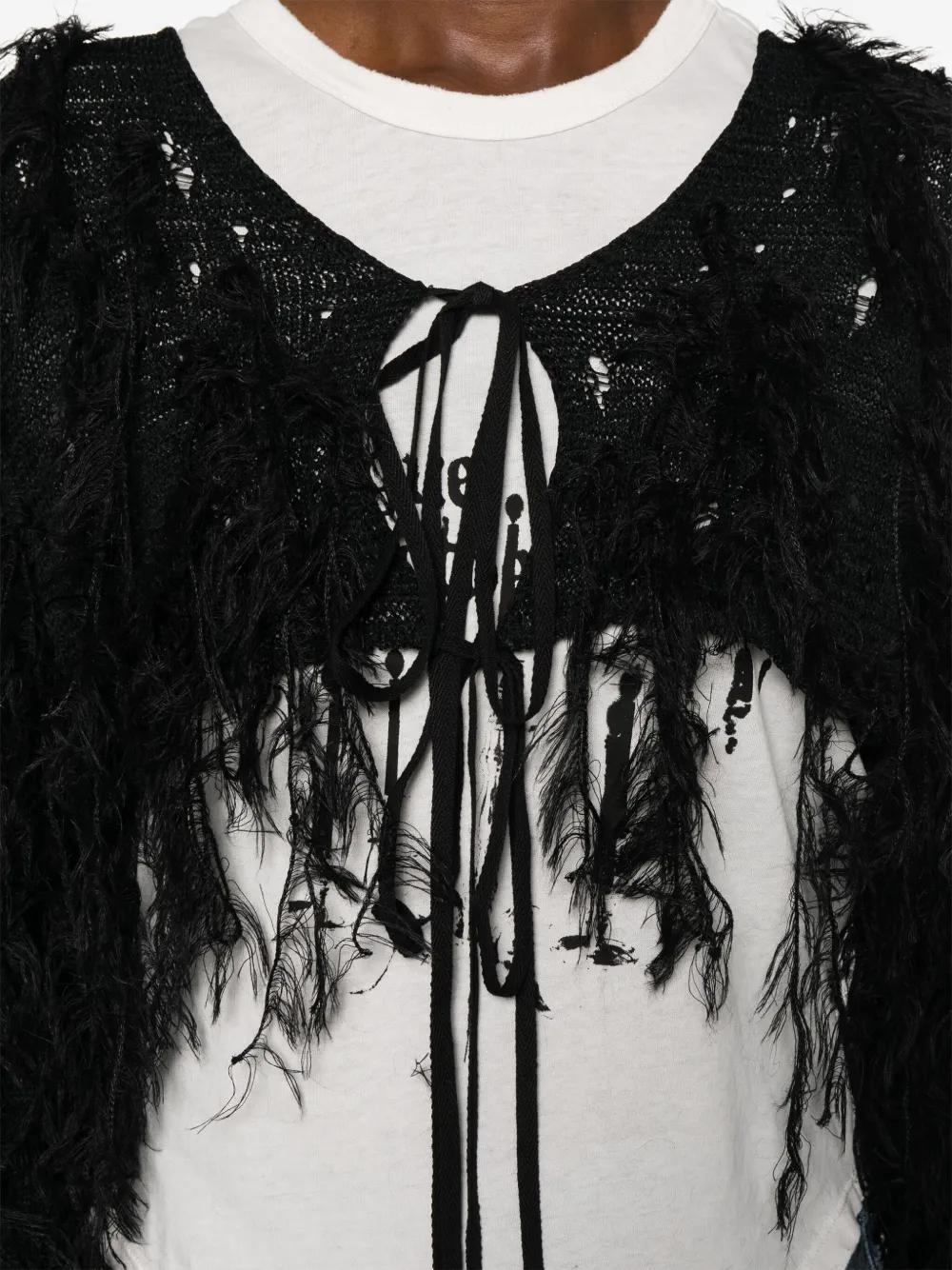 ANN DEMEULEMEESTER ブラックカーディガン 34 Ann Demeulemeester ロングカーディガン ブラック ドレープ