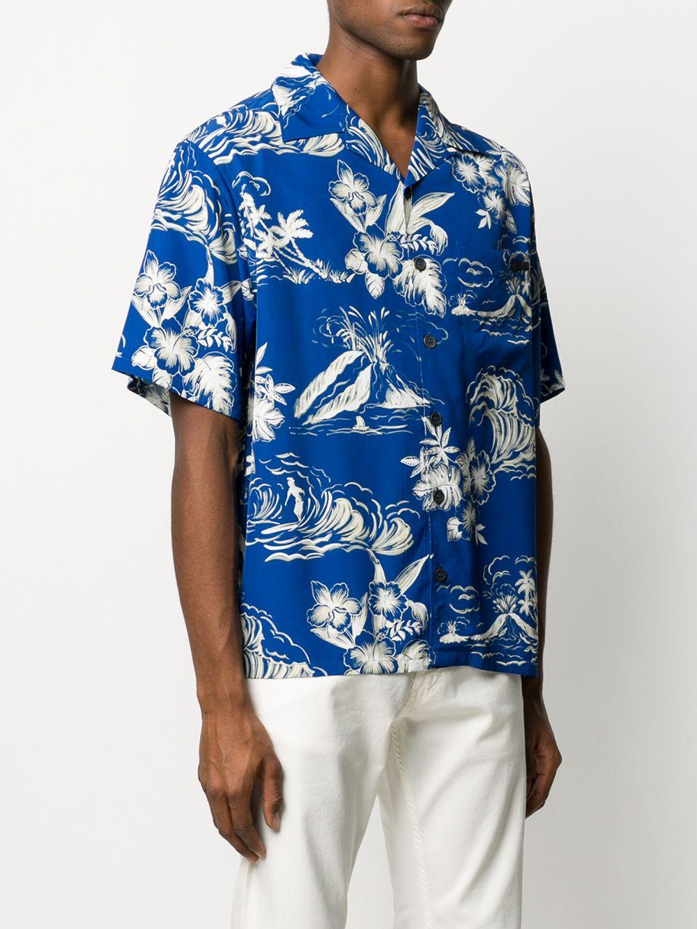 Prada Hawaiian Shirt in Blue for Men | Lyst