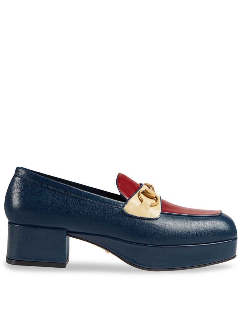 Gucci Horsebit Platform Loafers in Blue | Lyst