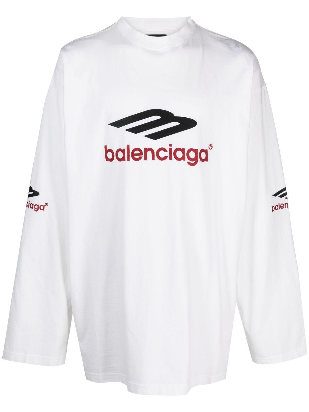 Balenciaga 3b Sports Icon Long Sleeve T-shirt Oversized in White for Men |  Lyst