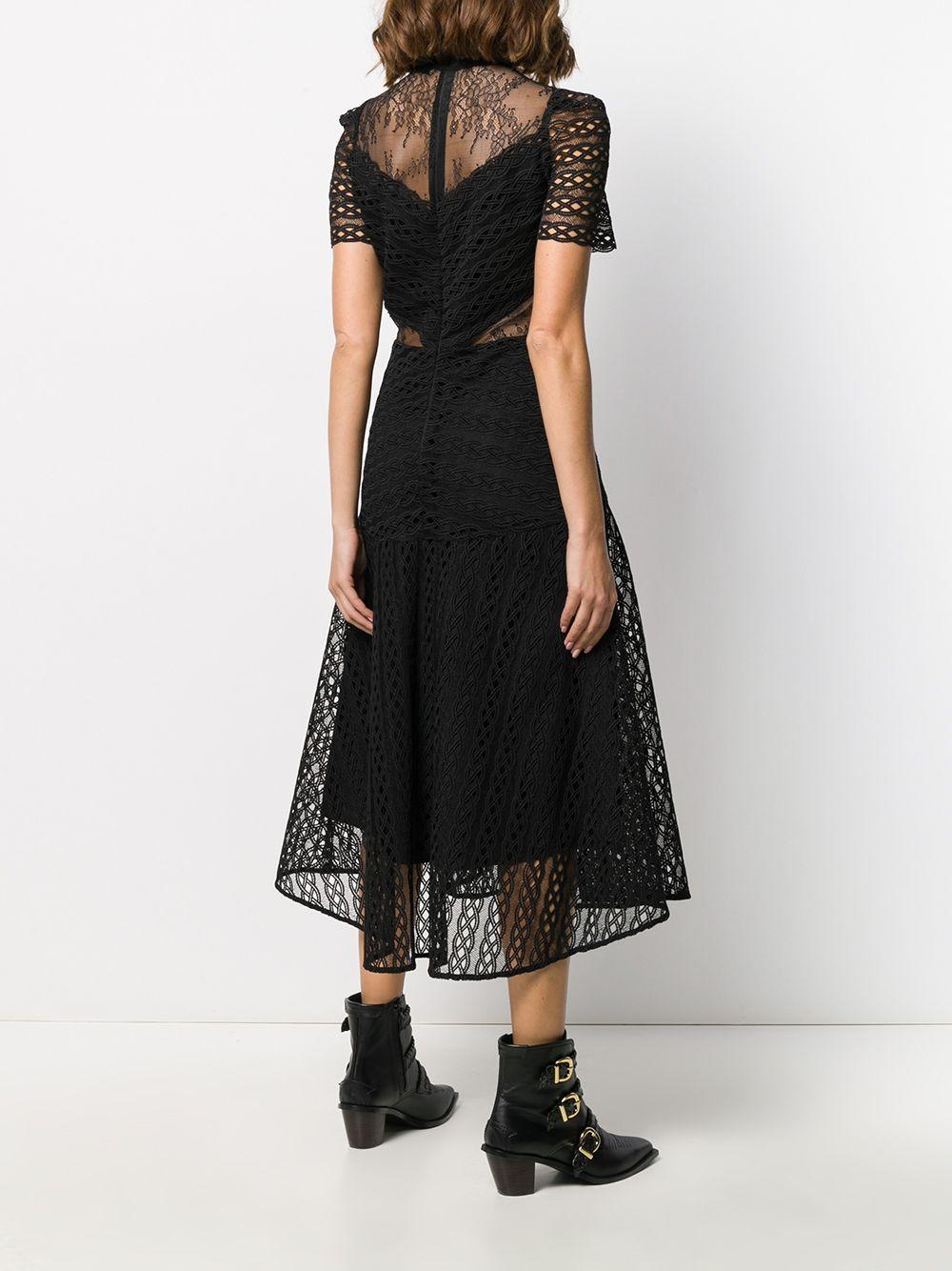 Sandro Sheer Panel Lace Midi Dress in Black | Lyst