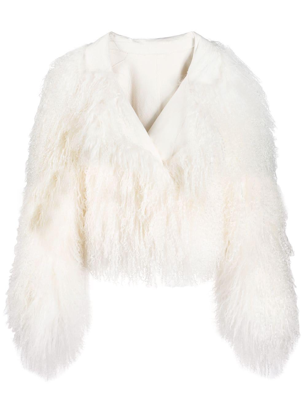 white shaggy jacket