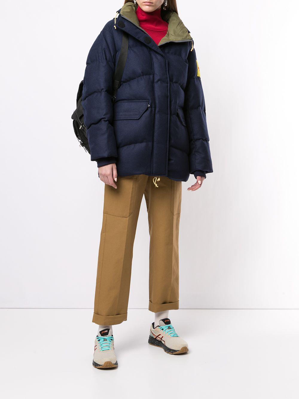 The North Face Wool Logo-patch Puffer Jacket in Blue - Lyst