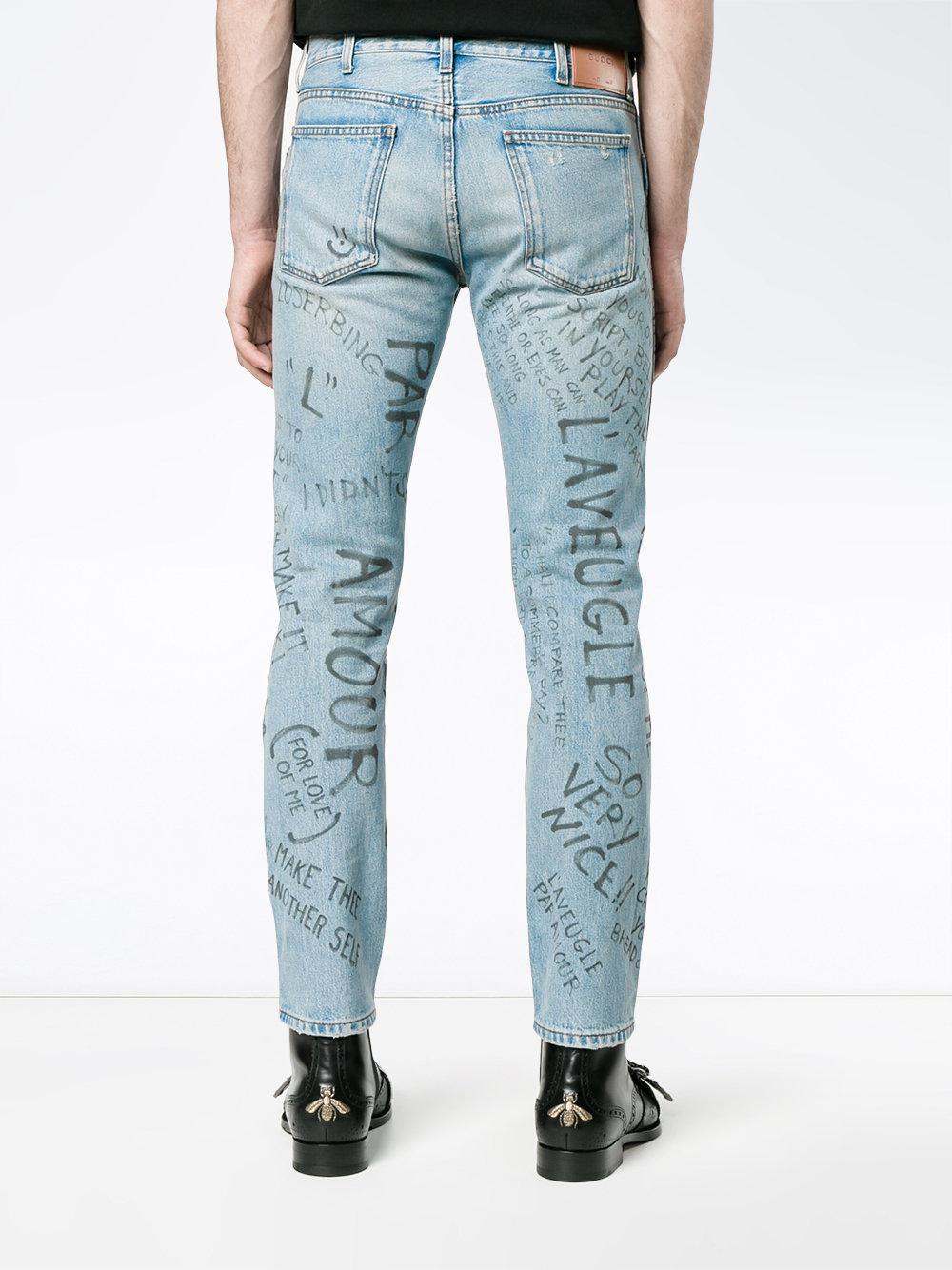 gucci printed jeans