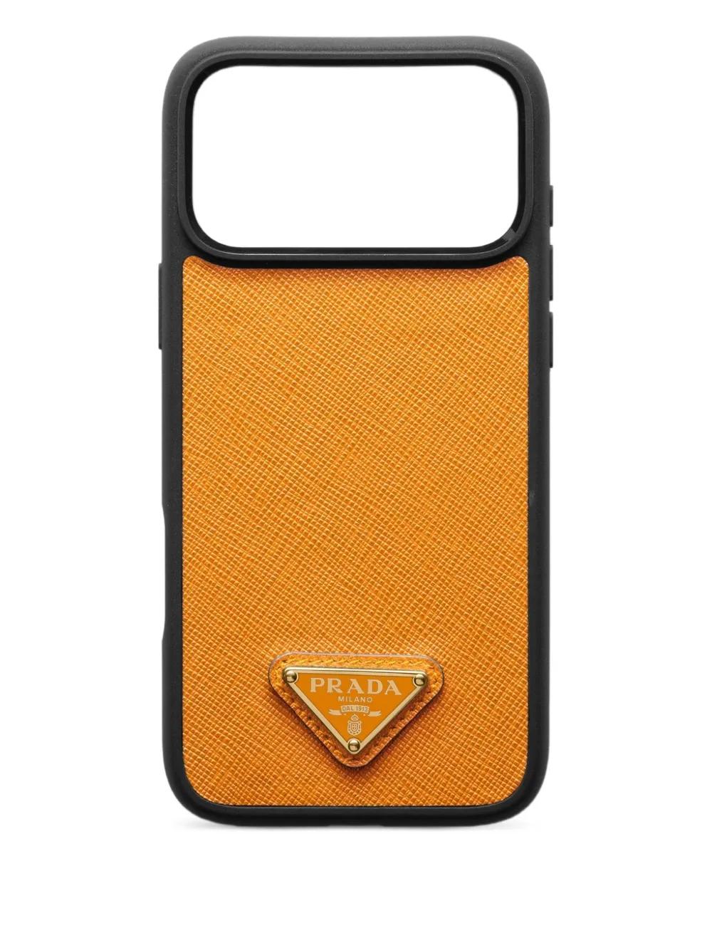 メンズ Prada トライアングルロゴ Iphone 17 Pro Max ケース オレンジ