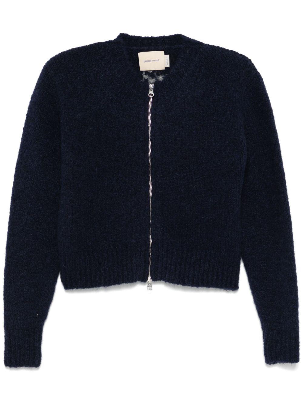 Paloma Wool ニットPLAISIR ZIP PLAISIR-Knitted cardigan with 'avec plaisir' intarsia on the