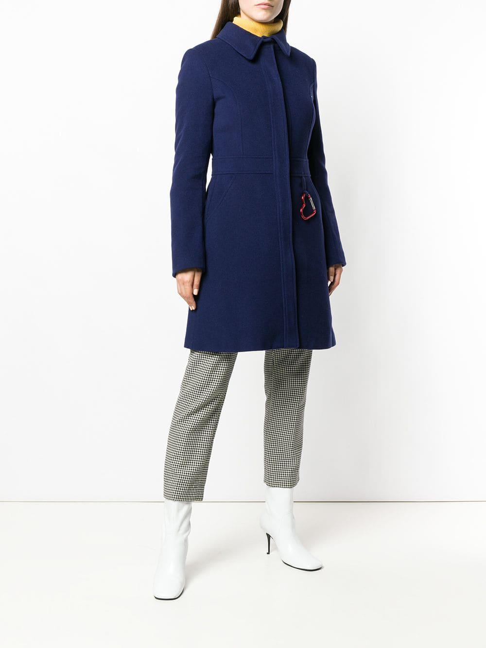 Love Moschino Wool Perfectly Fitted Coat in Blue - Lyst