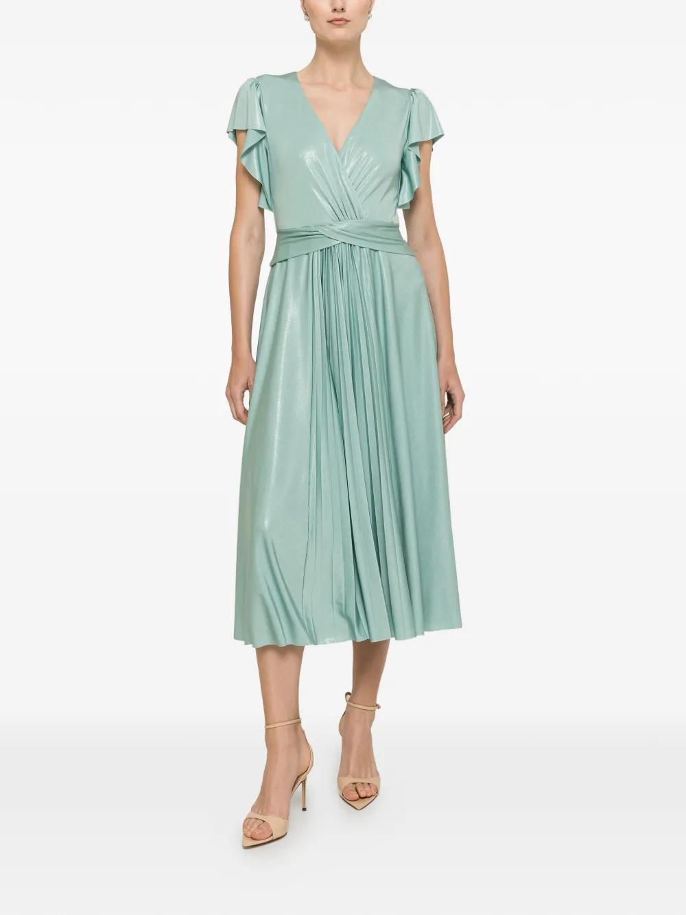 flowy black dresses Emerald Pleated Wrap Formal Gown