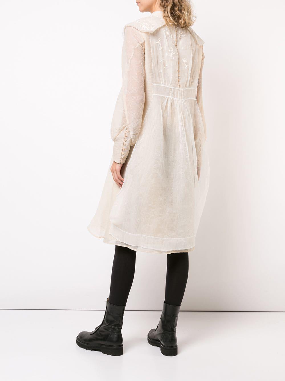 Renli Su Cotton Oversized Collar Babydoll Dress in Natural - Lyst