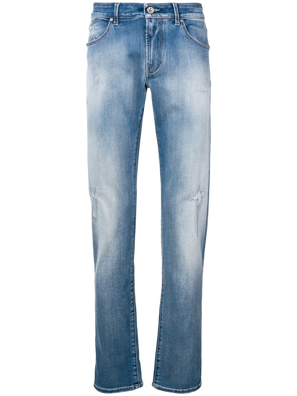 Karl Lagerfeld Denim Ripped Slim Jeans in Blue for Men - Lyst