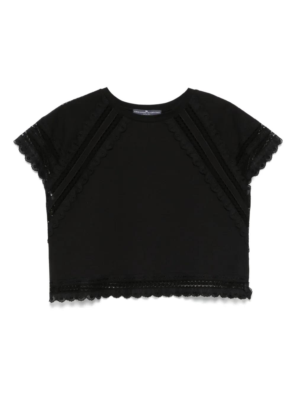 Tシャツ・カットソー ERMANNO SCERVINO Women Tops D462L353DUX95708 BLACK Ermanno Scervino Lace Shirt | Black | FARFETCH