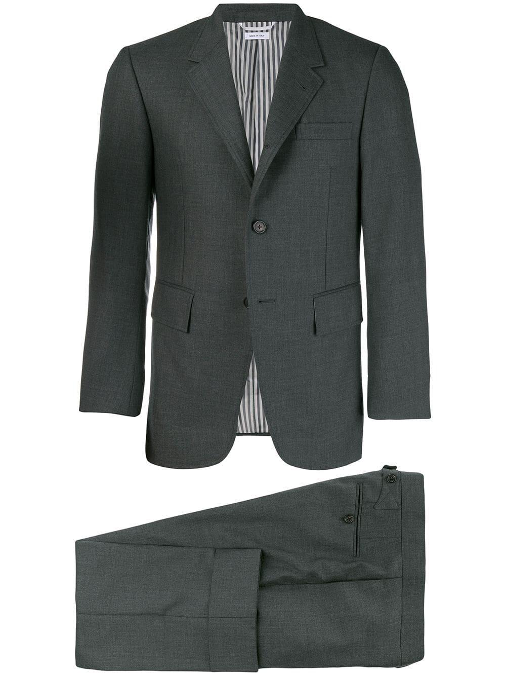 Thom Browne Wool Wide Lapel Suit With Tie in Grey (Gray) for Men Lyst