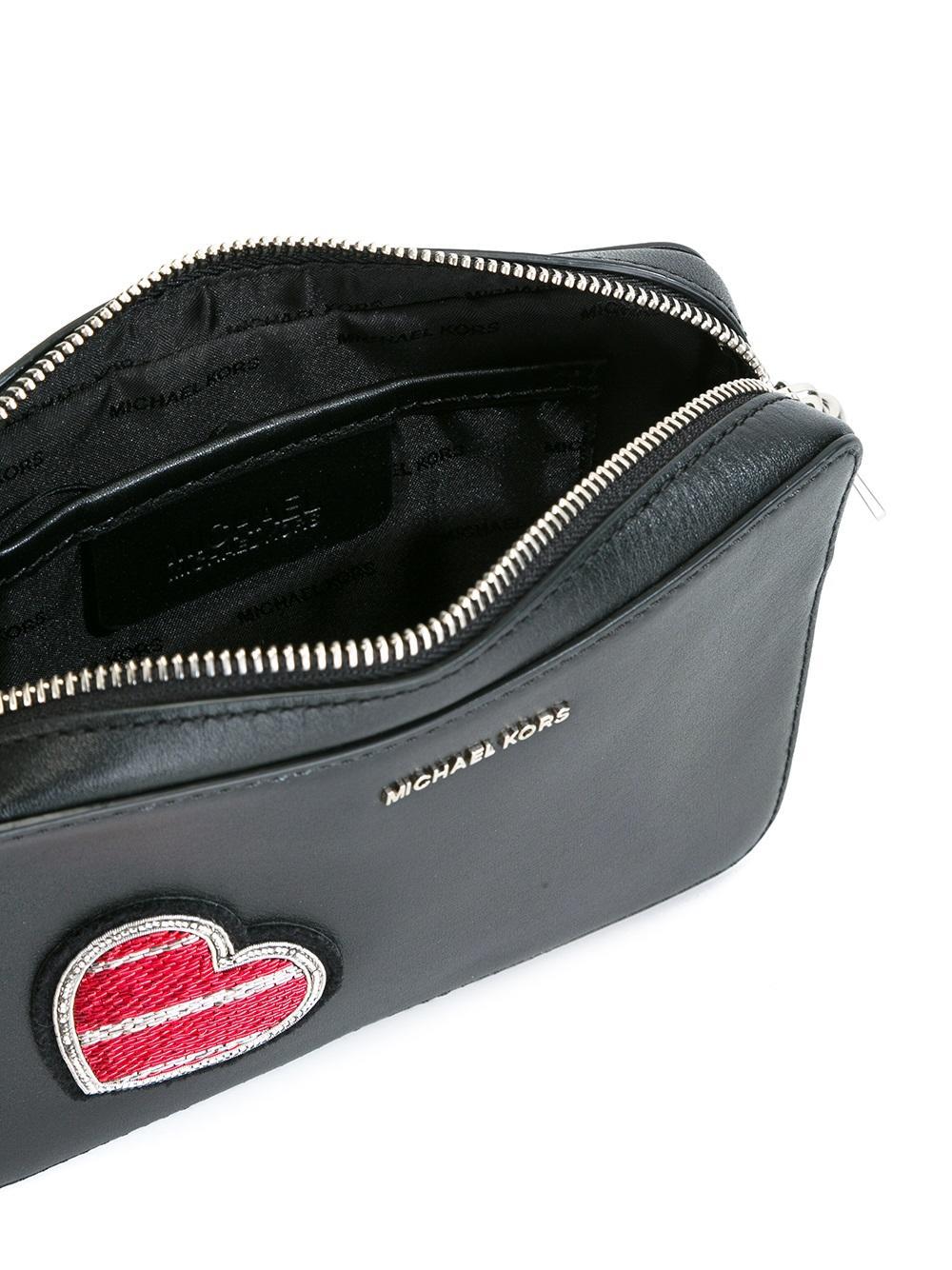 MICHAEL Michael Kors Leather Medium Heart Crossbody Bag in Black - Lyst
