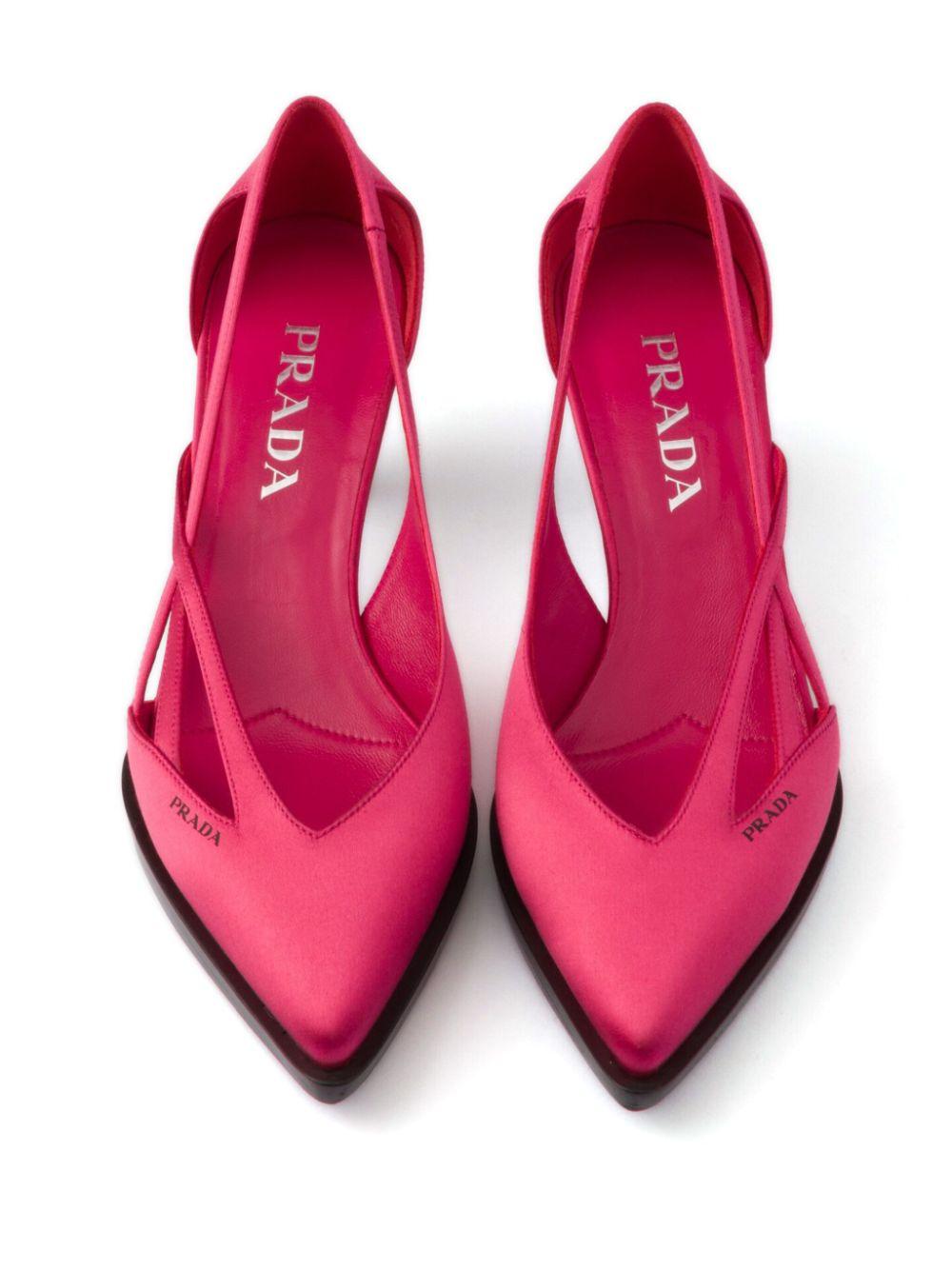 Prada 55Mm Satin Cut Out Pumps in Pink Lyst UK