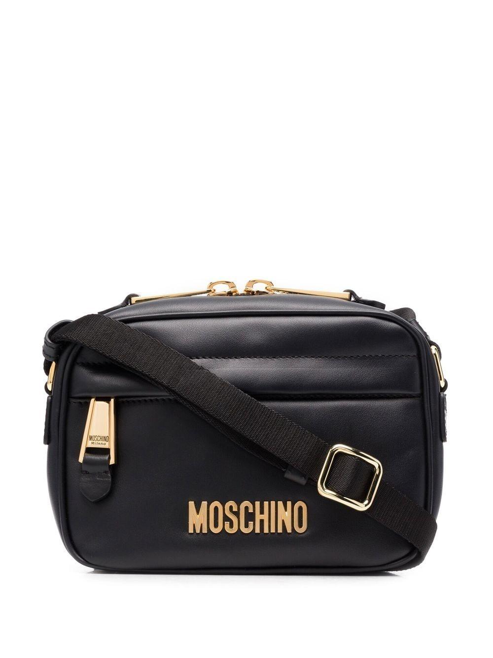 送料無料恋愛術入門 Moschinoメンズ ブラック レザー ショルダーバッグ 5l送料無料 メッセンジャーバッグ Fryfamilyfood Com