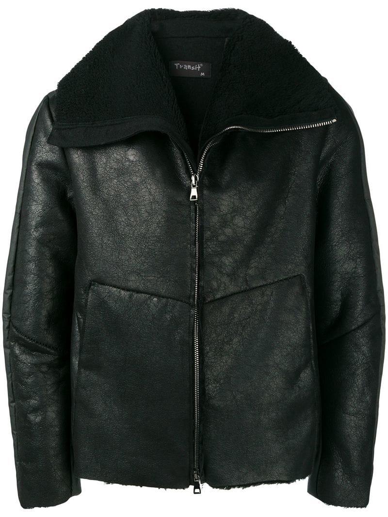 Transit Zip-up Leather Jacket in Black for Men - Lyst