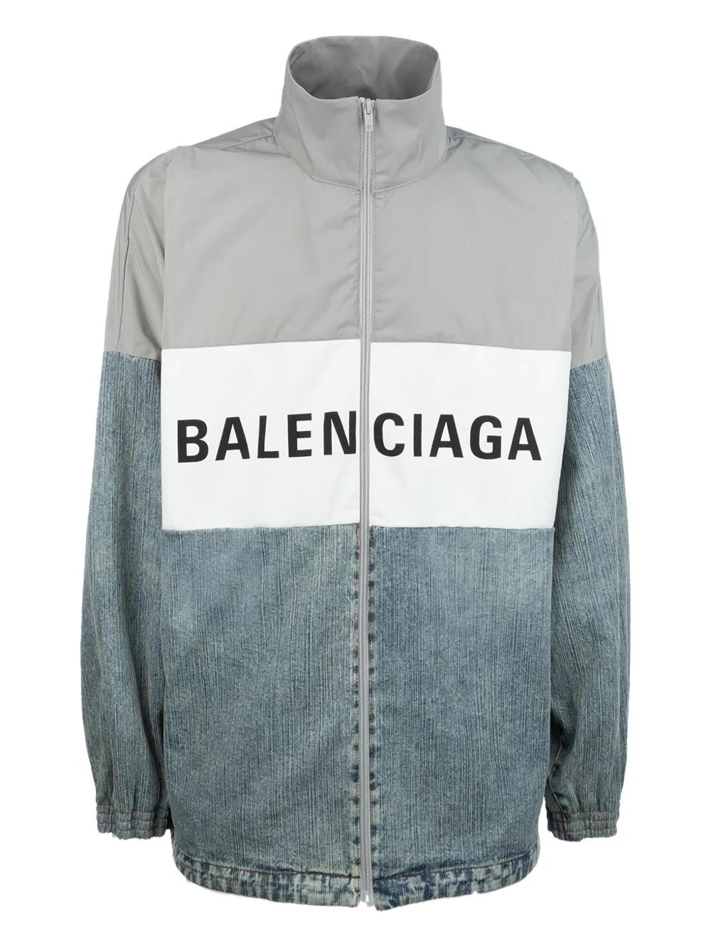 Balenciaga Logo-Printed Colour-Block Jacket in Gray for Men | Lyst