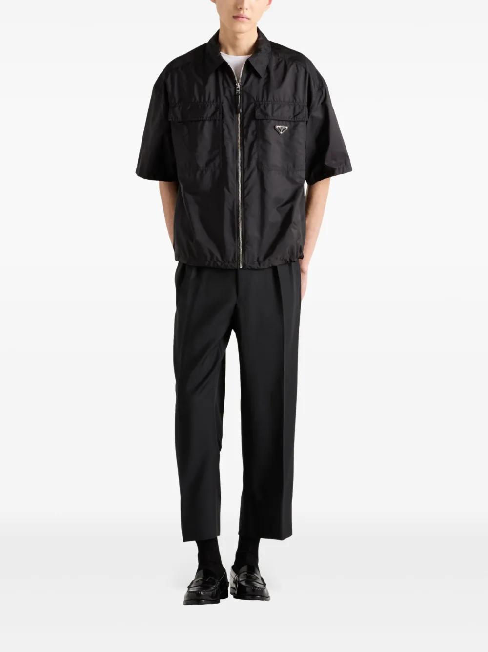 Prada Re-Nylon Zip-Up Shirt in Black for Men | Lyst