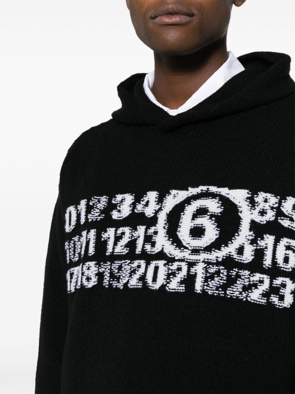 MM6 Maison Margiela numbers-motif hoodie - Black