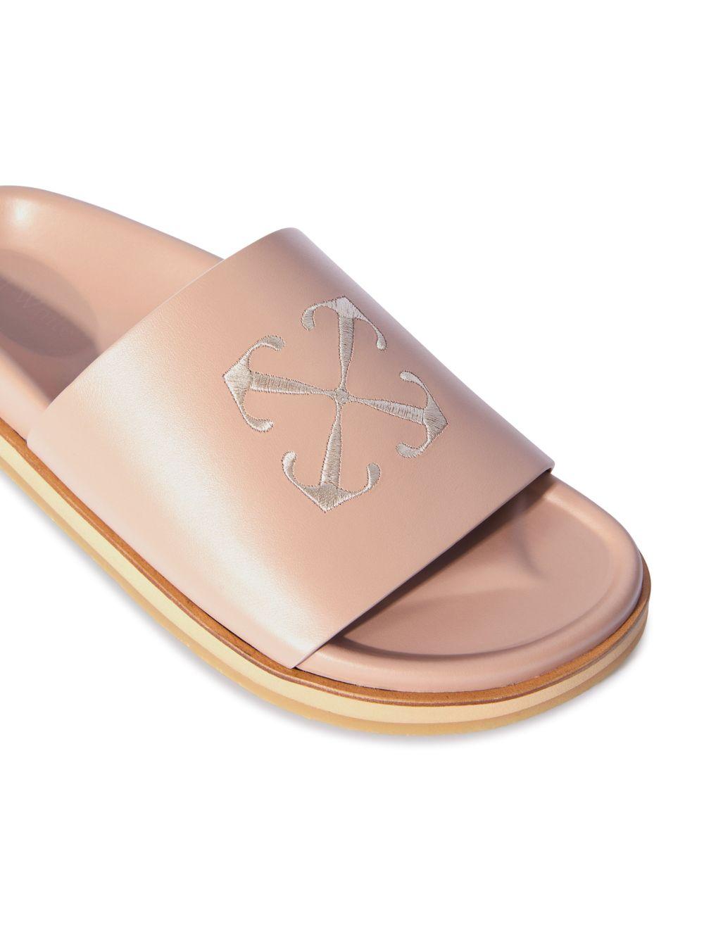Off White c o Virgil Abloh Cloud Arrow embroidered Leather Sliders