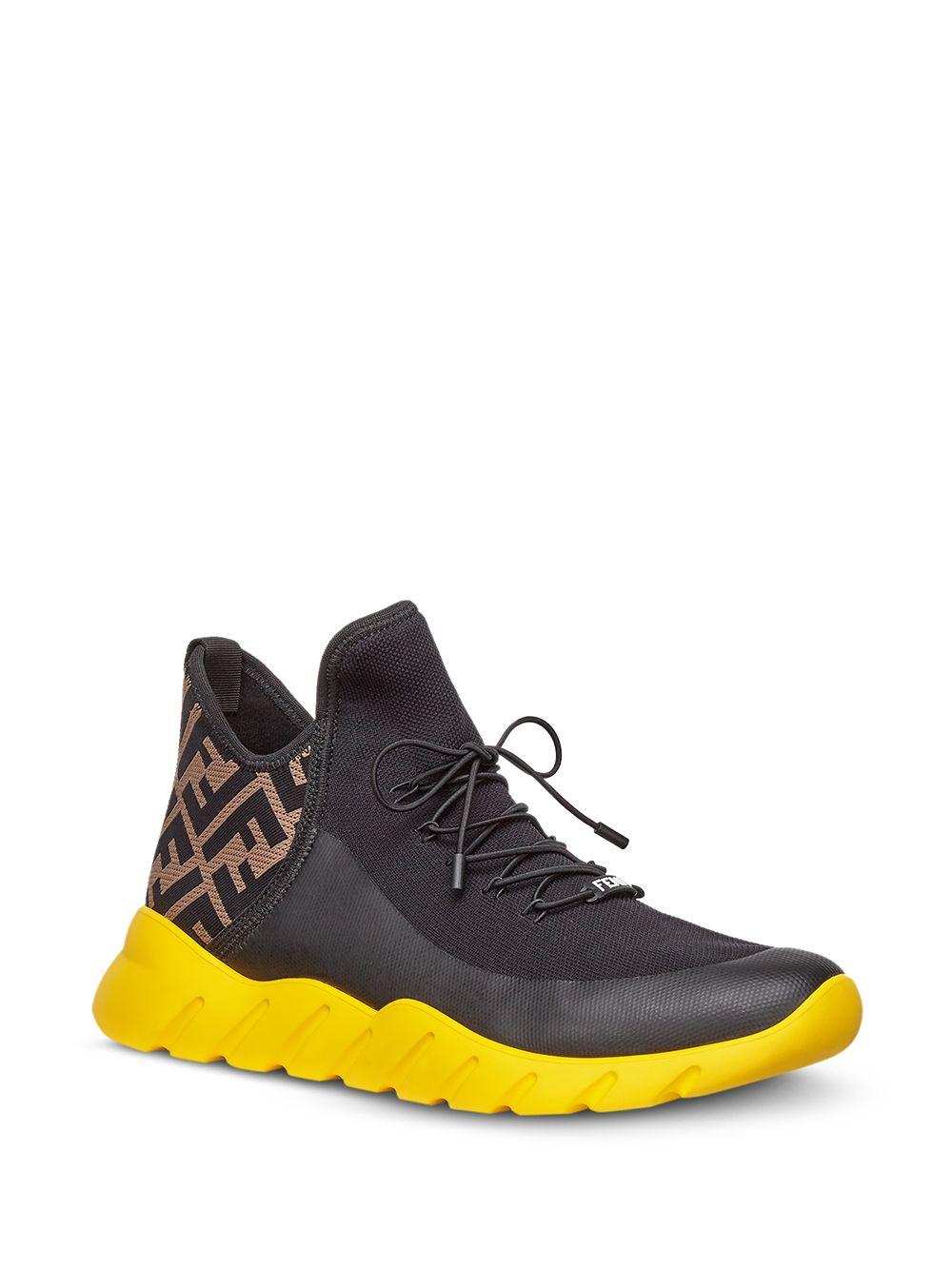 Fendi Cotton Tech Knit Ff Sneakers in Black for Men - Lyst