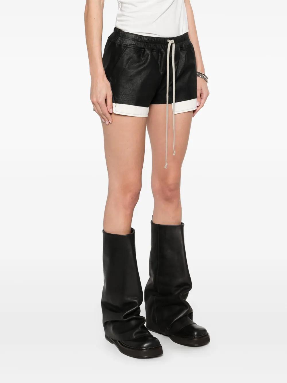 rick owens hollywood fog boxer ショートパンツ Rick Owens: Black Hollywood Fog Boxer Leather Shorts | SSENSE