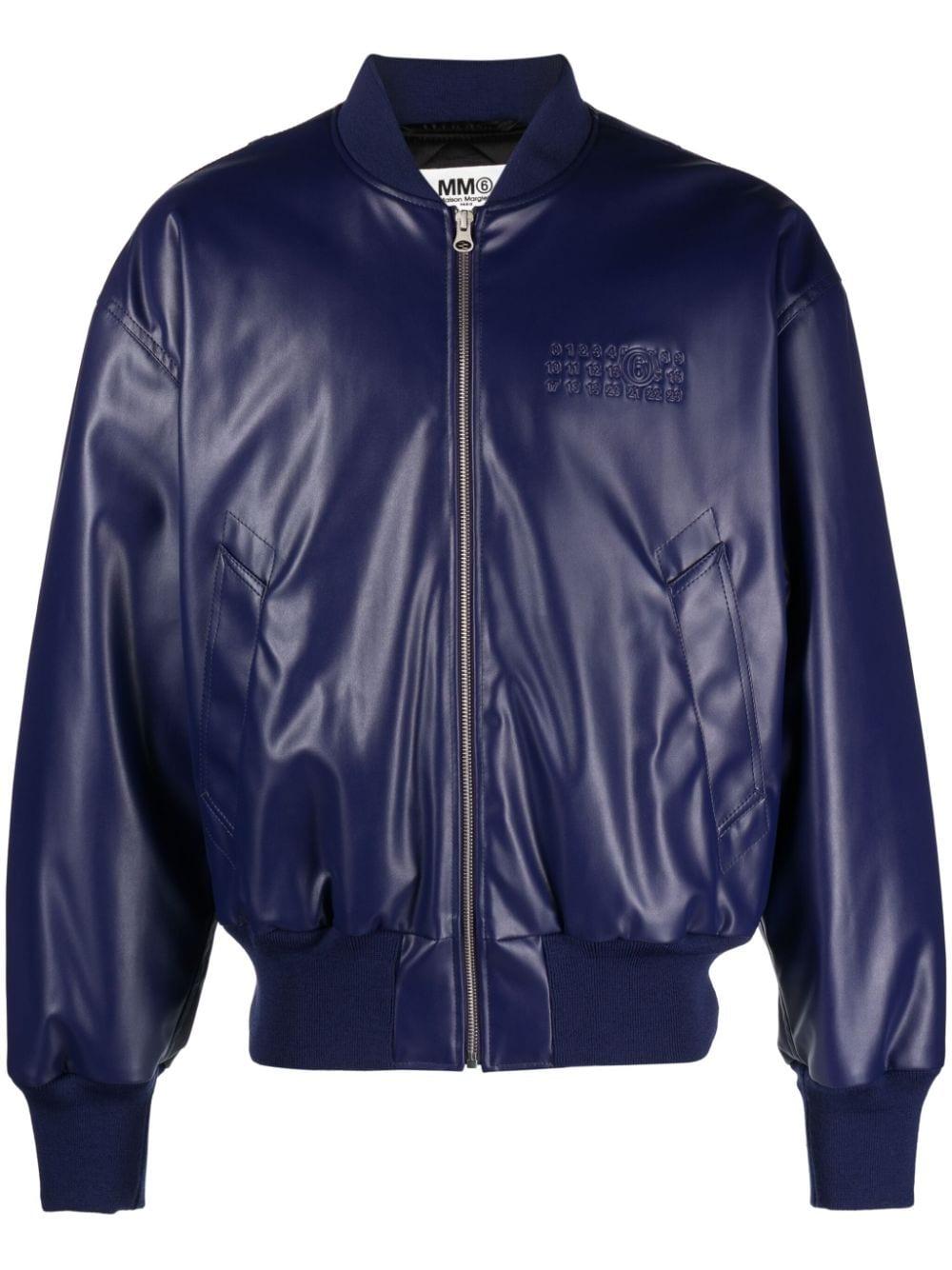 MM6 by Maison Martin Margiela Numbers embroidered Faux leather Bomber Jacket in Blue for Men Lyst UK