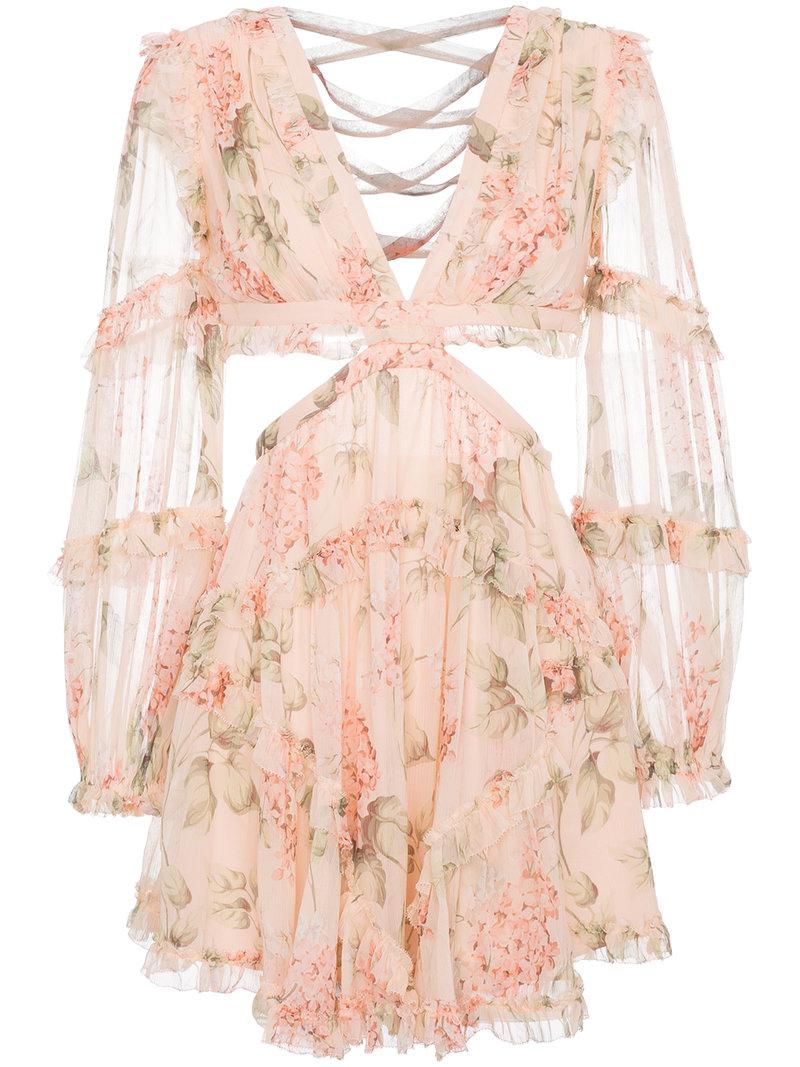 Zimmermann Prima Floating Cut Out Dress in Pink | Lyst