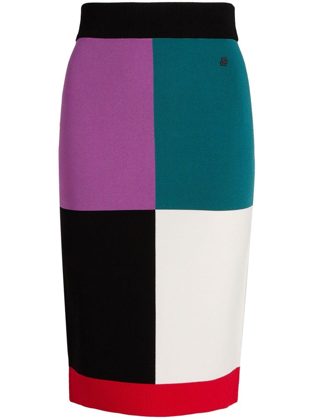 Karl Lagerfeld Colour-block Midi Pencil Skirt in Black | Lyst