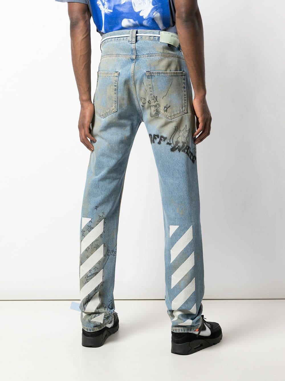 Off-White c/o Virgil Abloh Diagonal Wizard Relaxed Fit Jeans in Blue for  Men