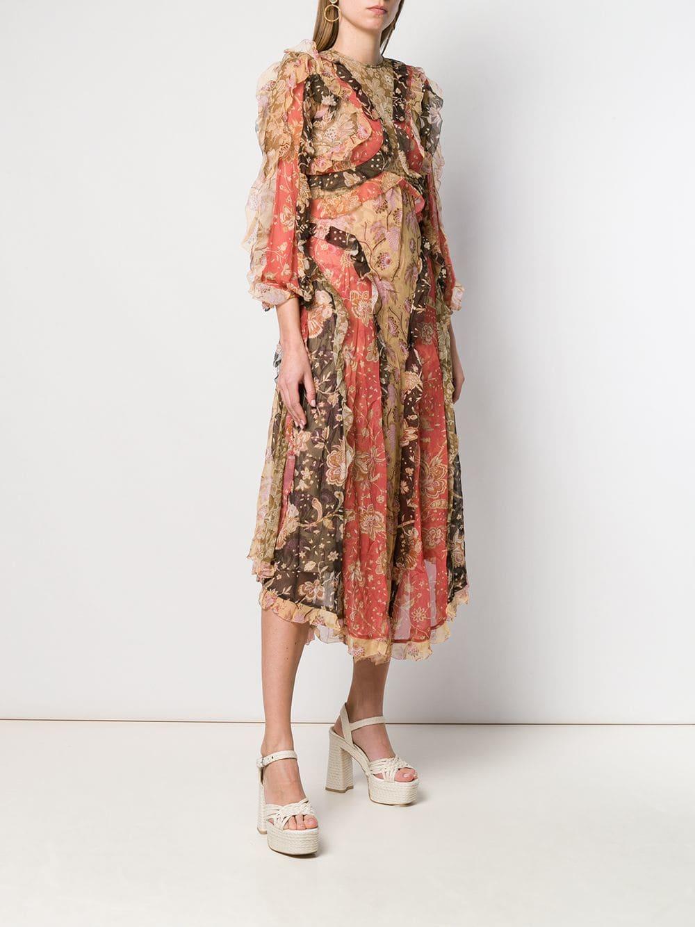 Zimmermann Floral Patchwork Dress in Orange Lyst