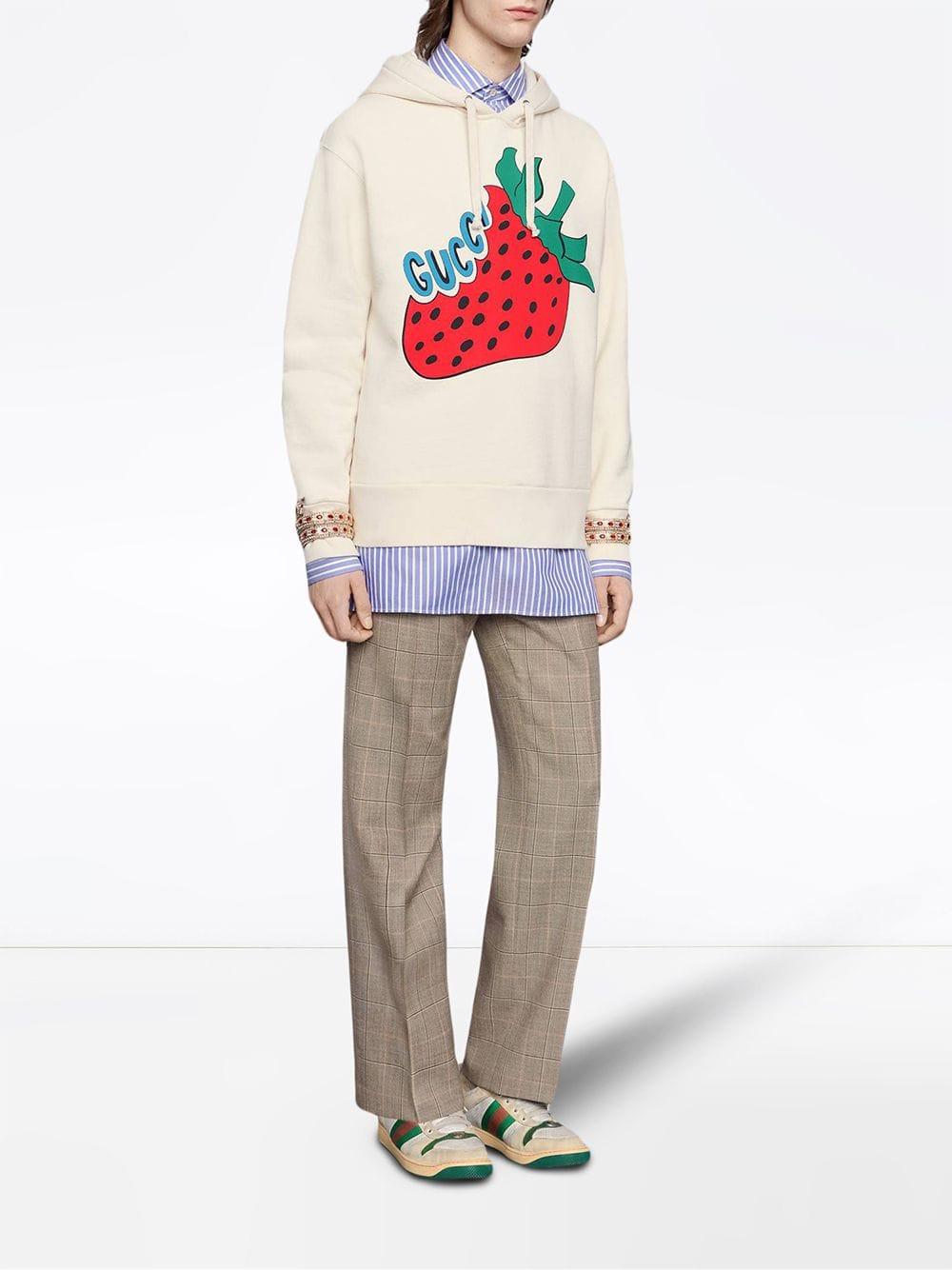 Gucci Off white Oversized Strawberry Hoodie for Men Lyst