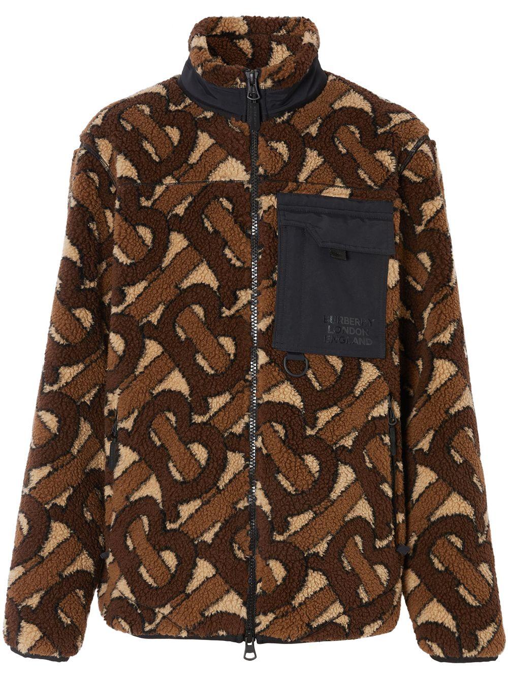 Burberry Monogram Jacquard Fleece Jacket in Brown for Men | Lyst