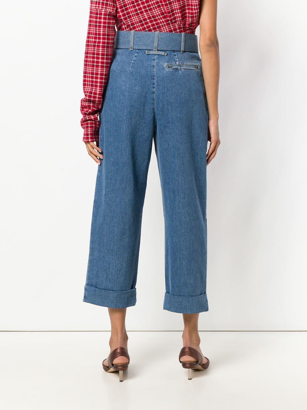 Isa Arfen High-waisted Belted Jeans in Blue | Lyst