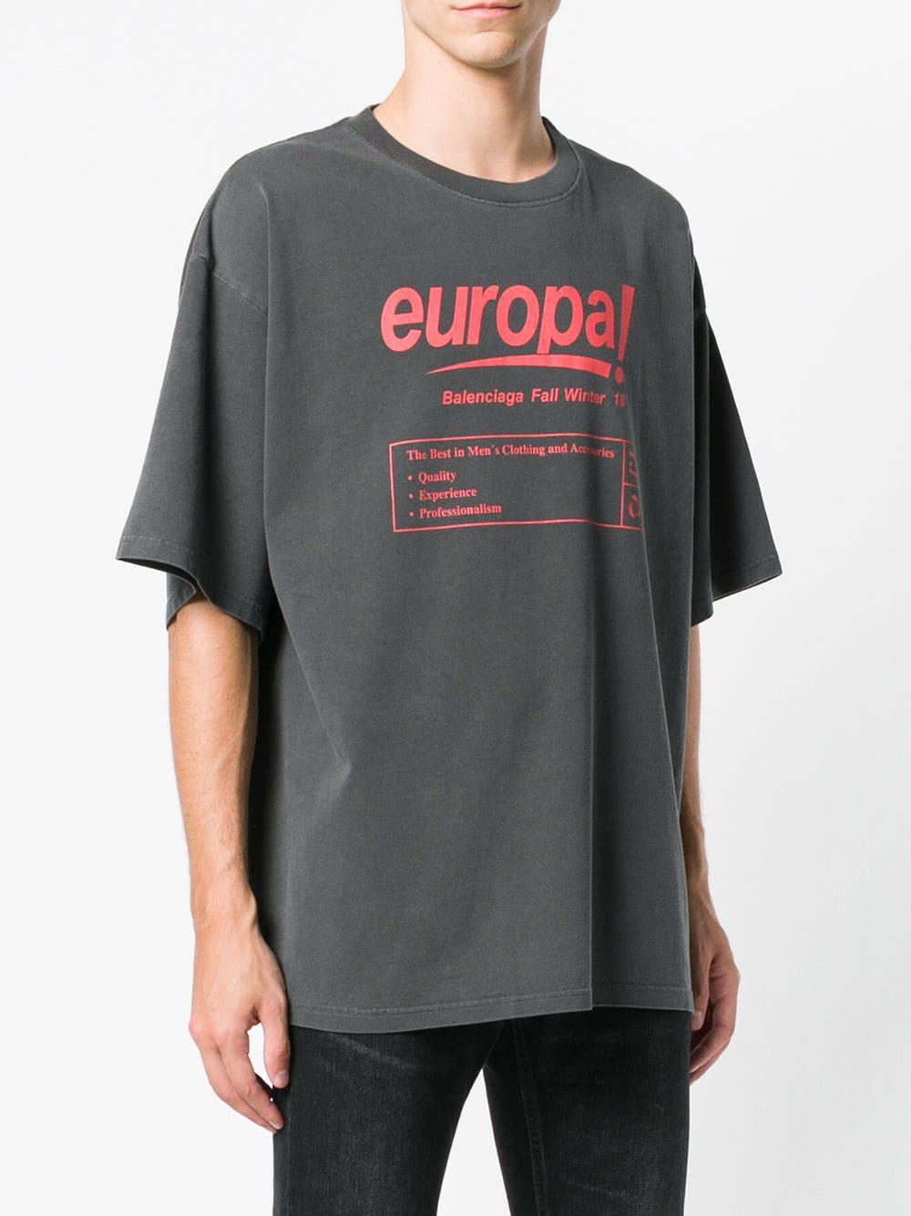 Balenciaga Oversized Printed Cotton-jersey T-shirt in Grey (Gray 