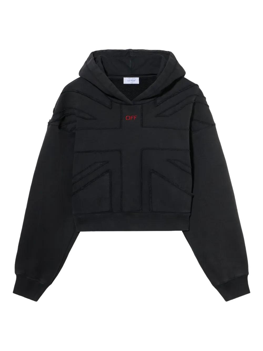 Off-White c/o Virgil Abloh Union Appliqué Cropped Hoodie in Black
