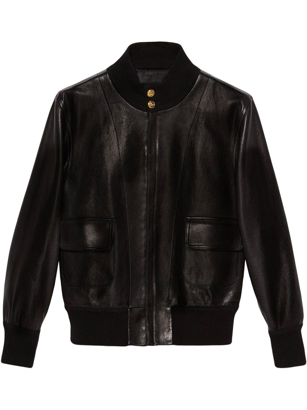 gucci leather bomber