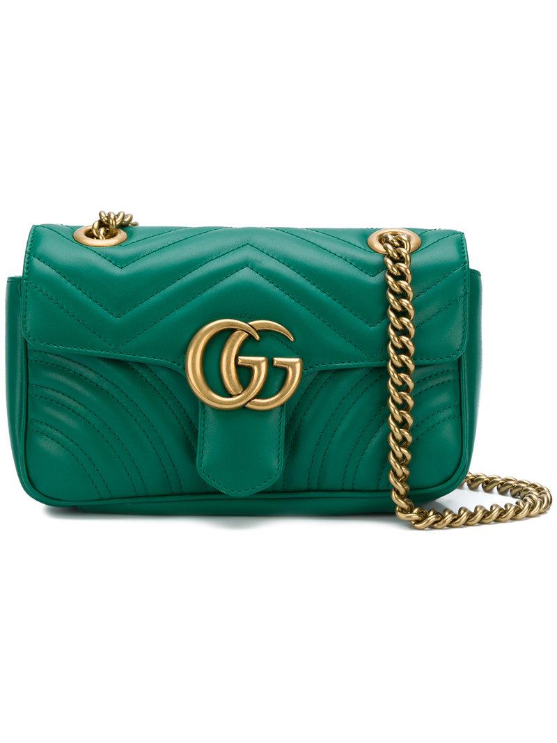 Gucci Marmont Matelassé Mini Bag in Green | Lyst