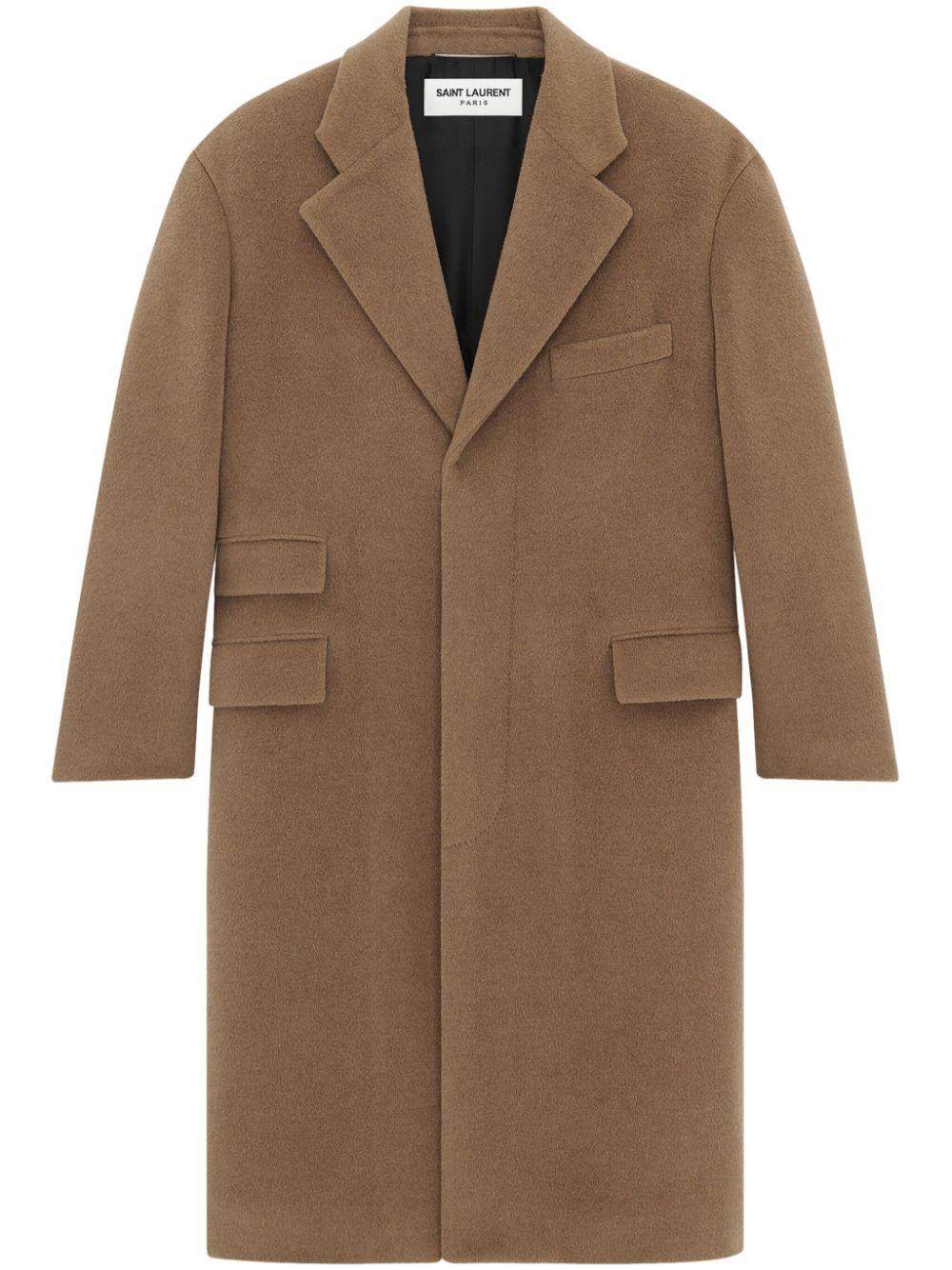 Saint Laurent Double-Breasted Wool Coat - Brown